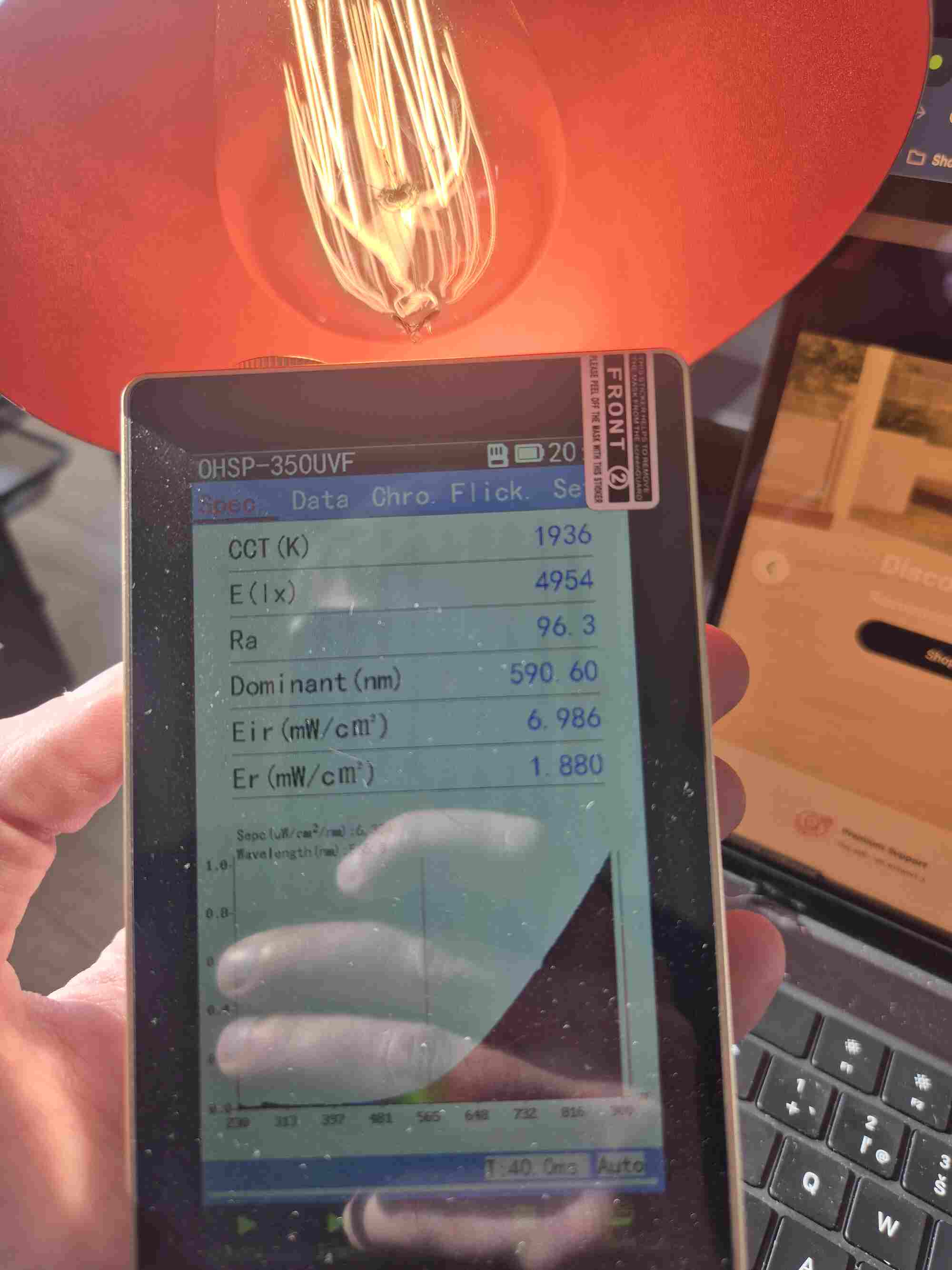 Spectrum measurement of incandescent bulb